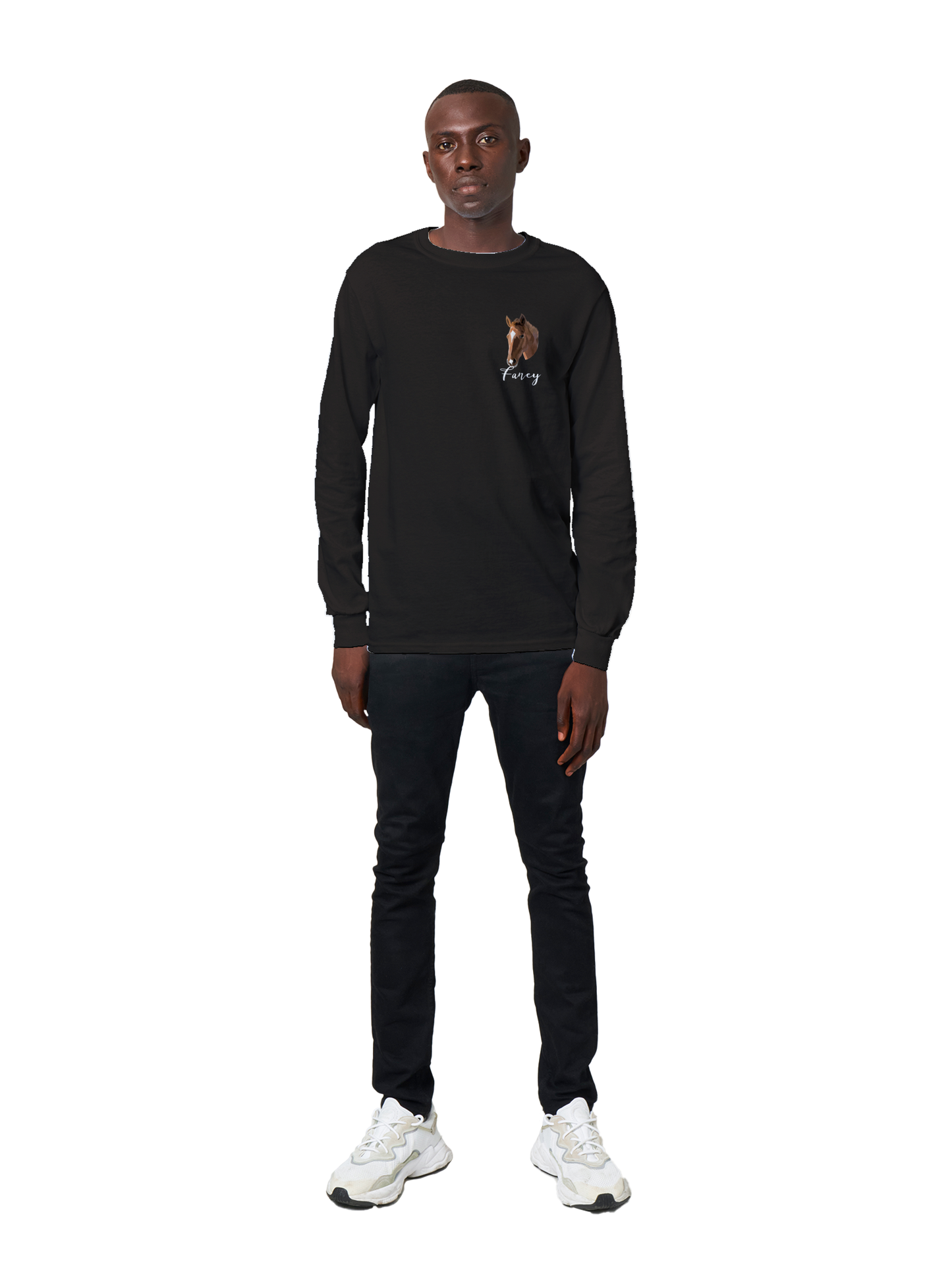 Hand Drawn Horse || Unisex Longsleeve T-shirt - TruPaint - Hand Drawn & Personalized; Hand drawn & personalized with your horse