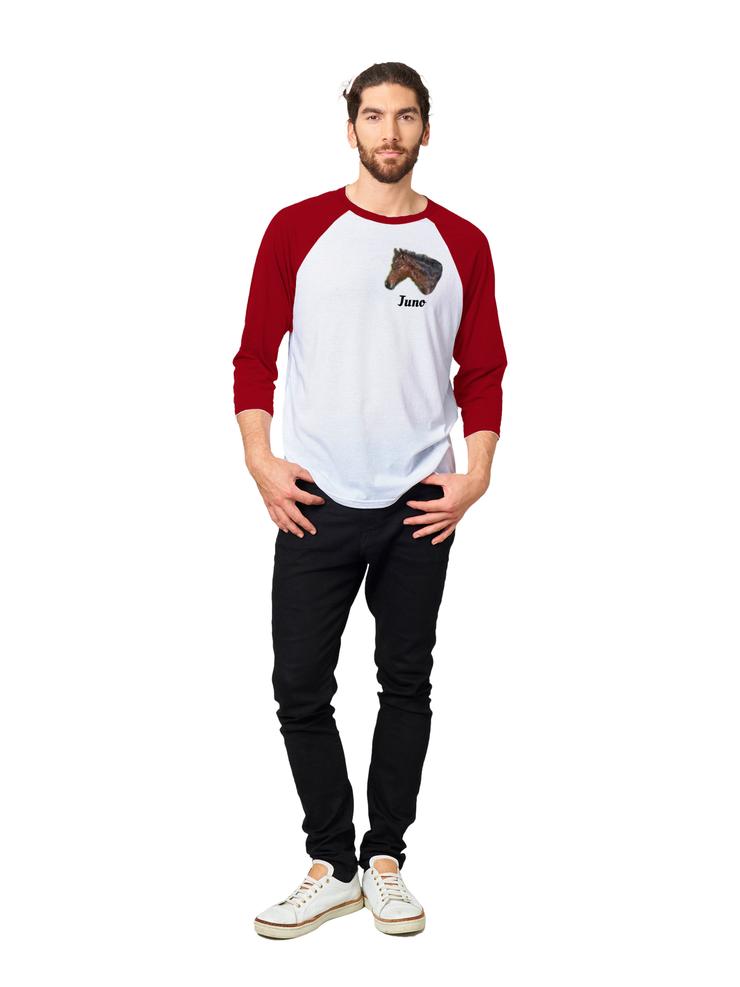 Hand Drawn Horse || Unisex 3/4 sleeve T-shirt - Oil Painting - Personalized; Personalized with your horse