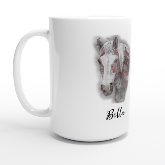 Hand Drawn Horse - 15oz Ceramic Mug - Pencil Drawing - Personalized