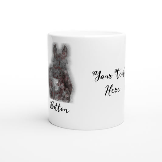 Hand Drawn Horse || 11oz Ceramic Mug - Pencil Drawing - Personalized; Personalized with your horse