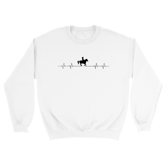 Hand Drawn Horse || Unisex Crewneck Sweatshirt - Design: "HEARTBEAT"; Static Design; Personalizable Back Text