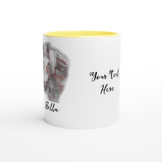 Hand Drawn Horse || 11oz Ceramic Mug with Color - Pencil Drawing - Personalized; Personalized with your horse