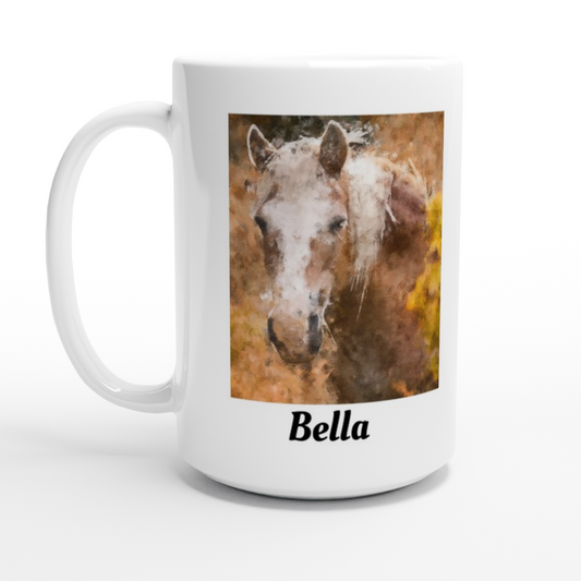 Hand Drawn Horse - 15oz Ceramic Mug - Oil Painting - Personalized