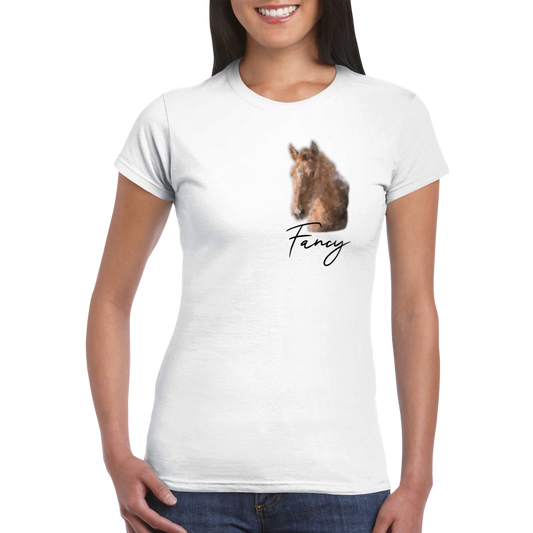 Hand Drawn Horse || Womens Crewneck T-shirt - Oil Painting - Personalized; Personalized with your horse