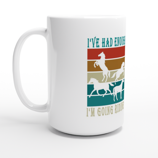 Hand Drawn Horse - 15oz Ceramic Mug - Design: "Going Riding"