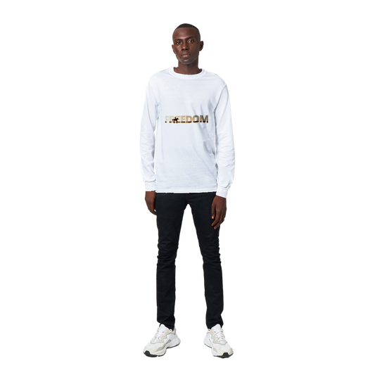 Hand Drawn Horse || Unisex Longsleeve T-shirt - Design: "Freedom"; Static Design; Personalizable Back Text