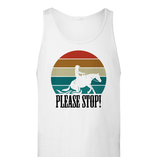 Hand Drawn Horse || Unisex Tank Top - Design: "STOP"; Static Design; Personalizable Back Text