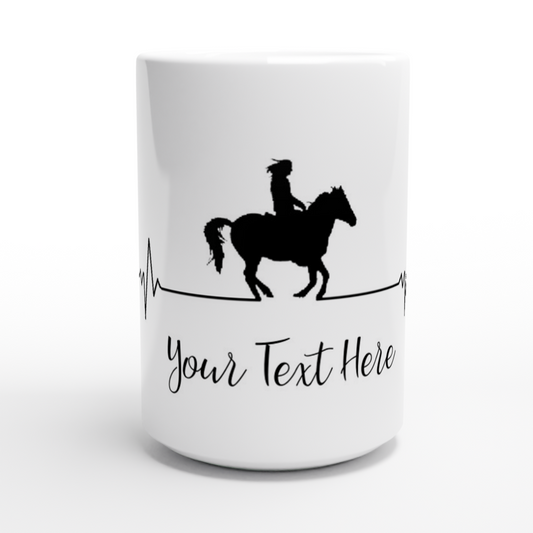 Hand Drawn Horse || 15oz Ceramic Mug - Design: "Heartbeat"; Static Design; Personalizable Text