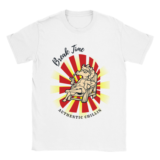 Hand Drawn Horse || Unisex Crewneck T-shirt - Design: "BREAK TIME"; Static Design; Personalizable Back Text