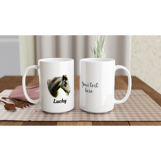 Hand Drawn Horse || 15oz Ceramic Mug - Comic - Personalized; Personalized with your horse