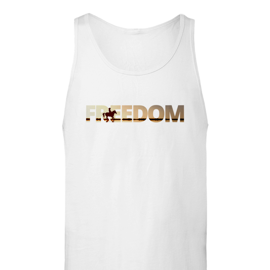 Hand Drawn Horse || Unisex Tank Top - Design: "FREEDOM"; Static Design; Personalizable Back Text