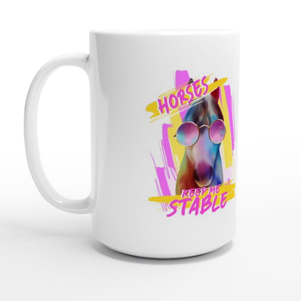 Hand Drawn Horse || 15oz Ceramic Mug - Design: "Stable"; Static Design; Personalizable Text