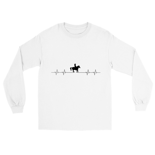 Hand Drawn Horse || Unisex Longsleeve T-shirt - Design: "Heartbeat"; Static Design; Personalizable Back Text