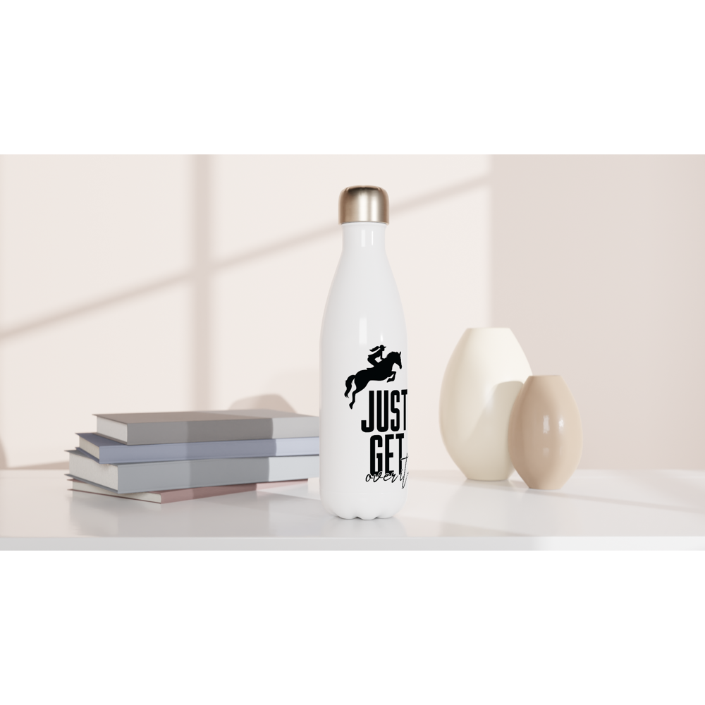 Hand Drawn Horse || 17oz Stainless Steel Water Bottle - Design: "Get Over It"; Static Design; Personalizable Text