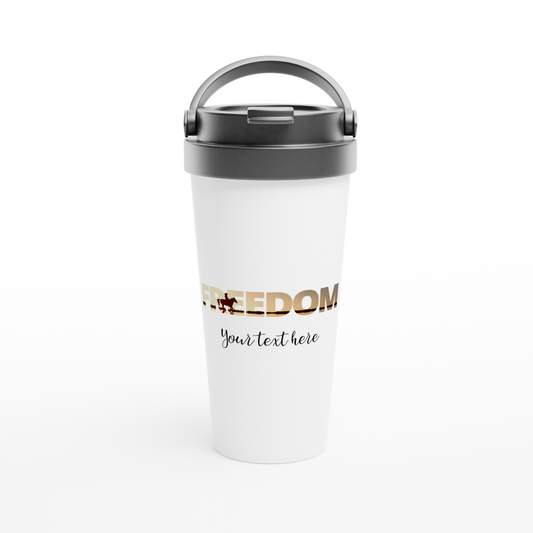 Hand Drawn Horse - 15oz Stainless Steel Travel Mug - Design: "Freedom"