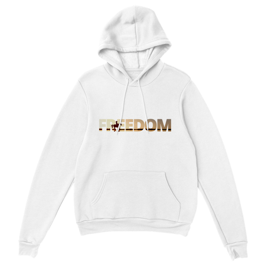 Hand Drawn Horse || Unisex Hoodie - Design: " FREEDOM "; Static Design; Personalizable Text