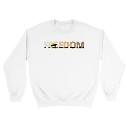 Hand Drawn Horse || Unisex Crewneck Sweatshirt - Design: "FREEDOM"; Static Design; Personalizable Back Text