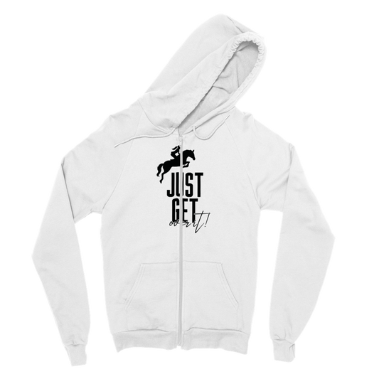 Hand Drawn Horse || Unisex Zip Hoodie - Design: "Get Over It"; Static Design; Personalizable Back Text