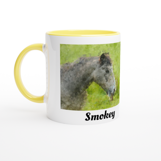 Hand Drawn Horse - 11oz Ceramic Mug with Color Inside - Oil Painting - Personalized