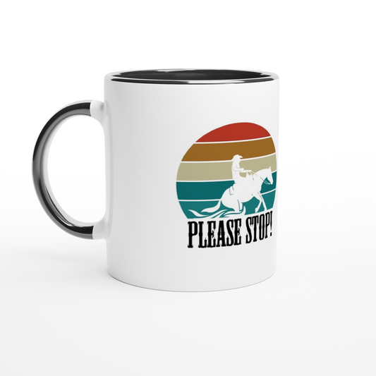 Hand Drawn Horse - 11 oz. Ceramic Mug with Color - Design: "Stop!"