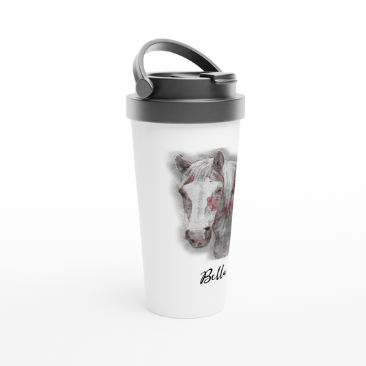 Hand Drawn Horse || 15oz Stainless Steel Travel Mug - Pencil Drawing - Personalized; Personalized with your horse