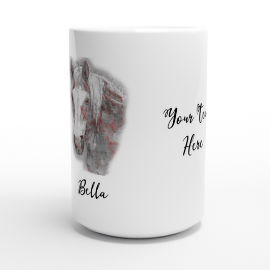 Hand Drawn Horse || 15oz Ceramic Mug - Pencil Drawing - Personalized; Personalized with your horse