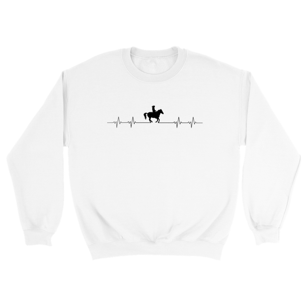 Hand Drawn Horse || Unisex Crewneck Sweatshirt - Design: "HEARTBEAT"; Static Design; Personalizable Back Text