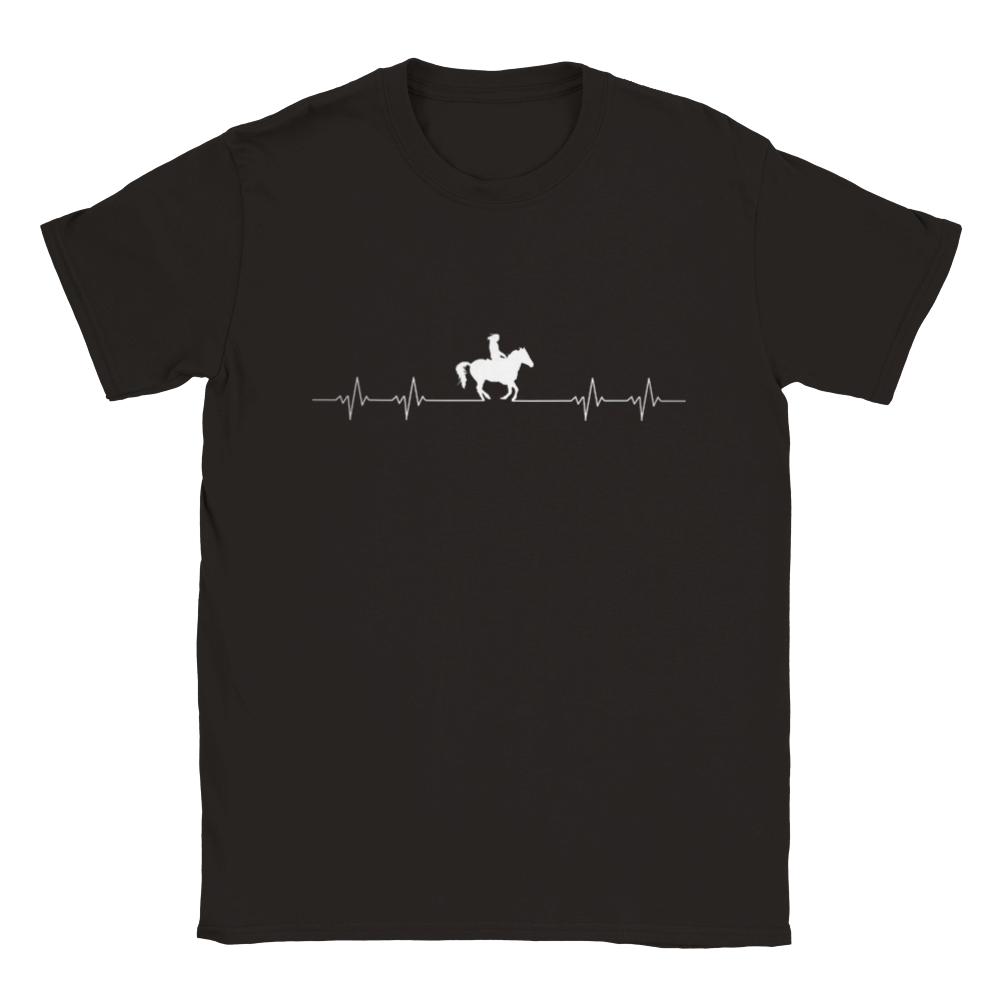 Hand Drawn Horse || Unisex Crewneck T-shirt - Design: "HEARTBEAT"; Static Design; Personalizable Back Text