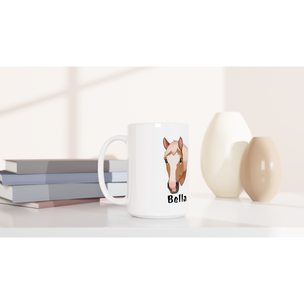 Hand Drawn Horse || 15oz Ceramic Horse Mug - Fairytale Cartoon - Hand Drawn & Personalized; Hand drawn & personalized with your horse