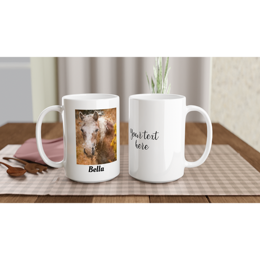 Hand Drawn Horse || 15oz Ceramic Mug - Oil Painting - Personalized; Personalized with your horse