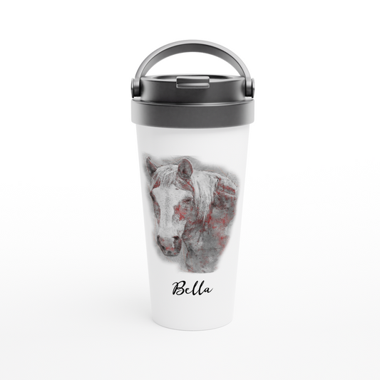 Hand Drawn Horse - 15oz Stainless Steel Travel Mug - Pencil Drawing - Personalized