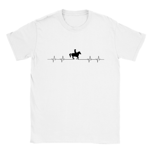 Hand Drawn Horse || Unisex Crewneck T-shirt - Design: "HEARTBEAT"; Static Design; Personalizable Back Text