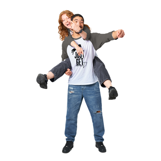 Hand Drawn Horse || Unisex 3/4 sleeve Raglan T-shirt - Design: "Get over It"; Static Design; Personalizable Back Text