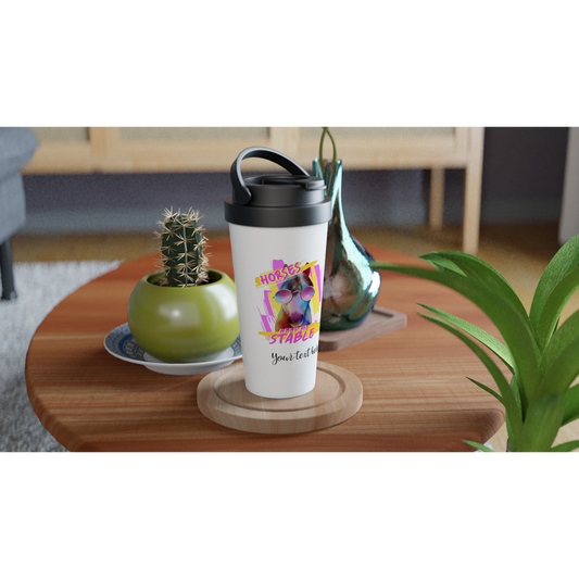 Hand Drawn Horse || 15oz Stainless Steel Travel Mug - Design: "Stable"; Static Design; Personalizable Text
