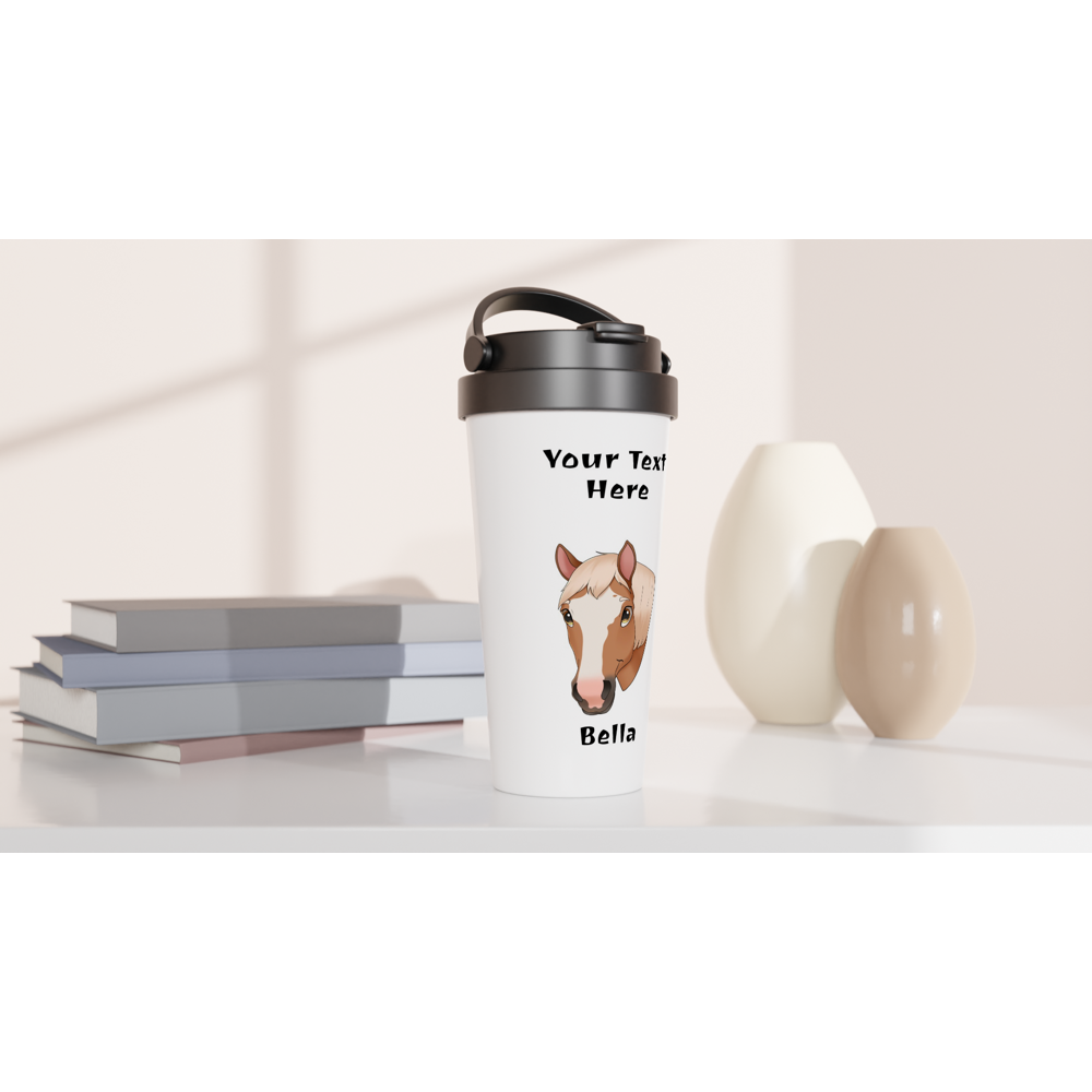 Hand Drawn Horse || 15oz Stainless Steel Travel Mug - Fairytale Cartoon - Hand Drawn & Personalized; Hand drawn & personalized with your horse