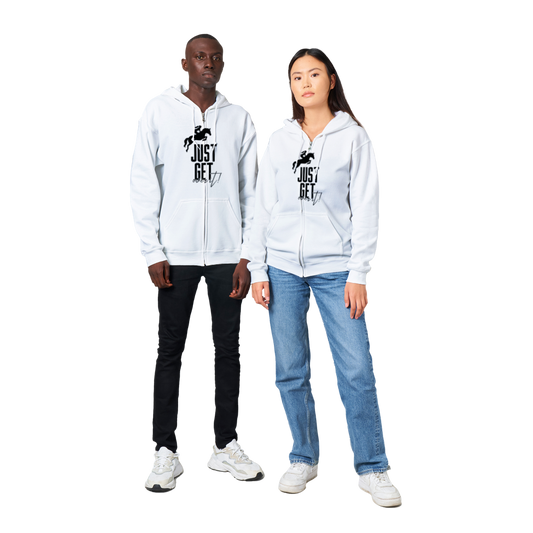 Hand Drawn Horse || Unisex Zip Hoodie - Design: "Get Over It"; Static Design; Personalizable Back Text