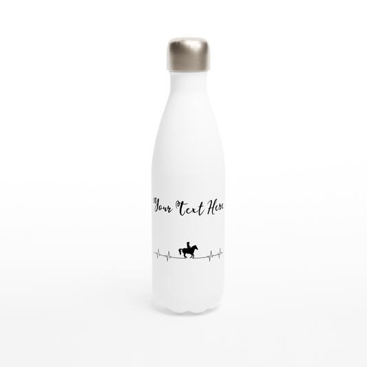 Hand Drawn Horse || 17oz Stainless Steel Water Bottle - Design: "Heartbeat"; Static Design; Personalizable Text