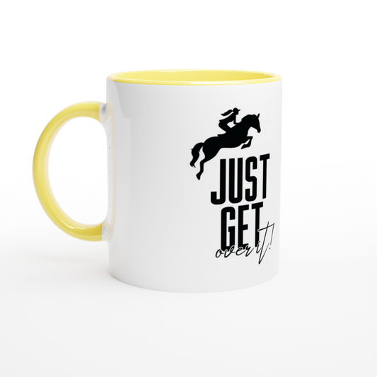 Hand Drawn Horse || 11 oz Ceramic Mug with Color - Design: "Get Over It"; Static Design; Personalizable Text