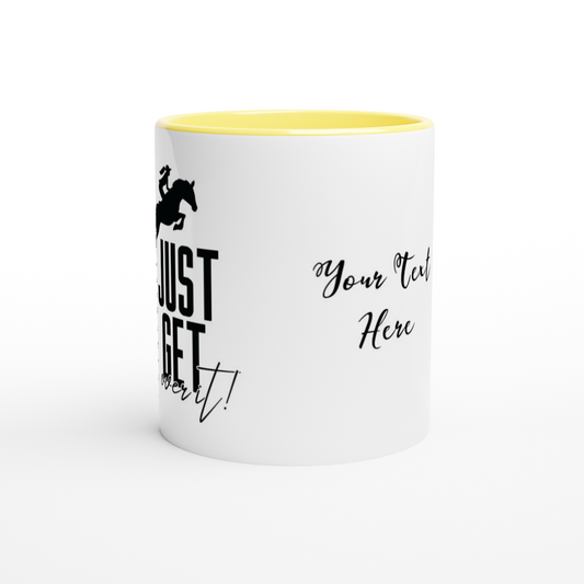 Hand Drawn Horse || 11 oz Ceramic Mug with Color - Design: "Get Over It"; Static Design; Personalizable Text