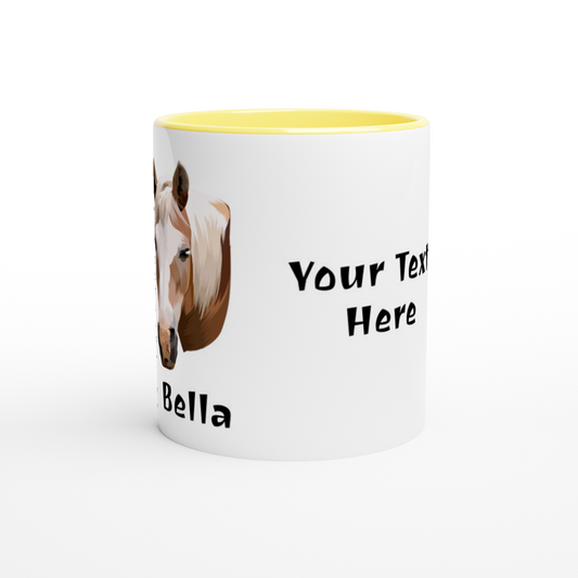 Hand Drawn Horse || 11oz Ceramic Mug with Color TruPaint Hand Drawn & Personalized; Hand drawn & personalized with your horse