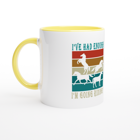 Hand Drawn Horse - 11 oz Ceramic Mug with Color - Design: "Going Riding"