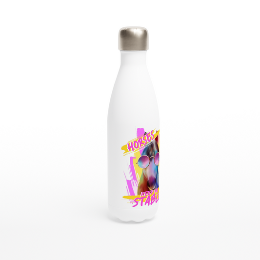 Hand Drawn Horse || 17oz Stainless Steel Water Bottle - Design: "STABLE "; Static Design; Personalizable Text