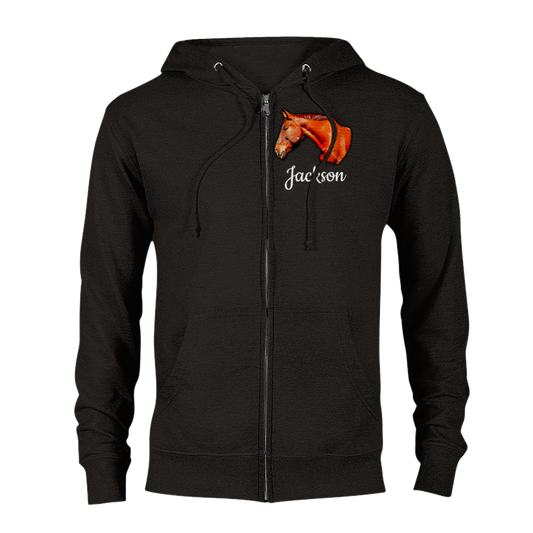 Hand Drawn Horse || Unisex Zip Hoodie - Comic - Personalized; Personalized with your horse