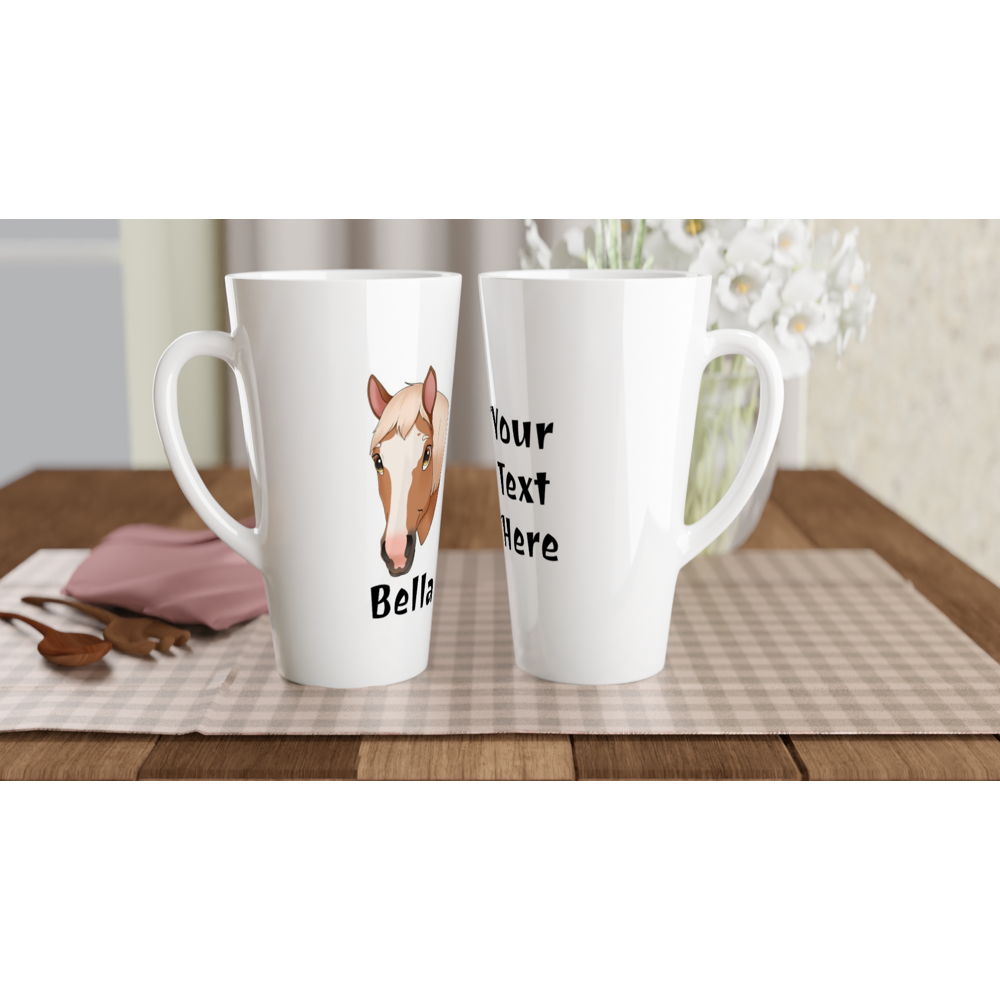 Hand Drawn Horse || Latte 17oz Ceramic Mug - Fairytale Cartoon - Personalized; Hand drawn & personalized with your horse