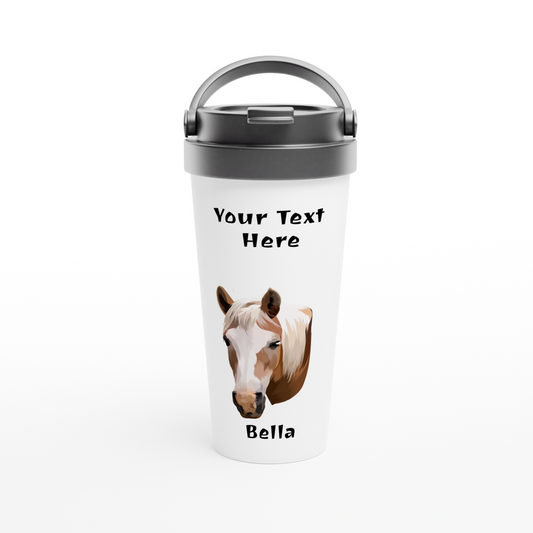 Hand Drawn Horse || 15oz Stainless Steel Travel Mug - TruPaint - Personalized; Hand drawn & personalized with your horse