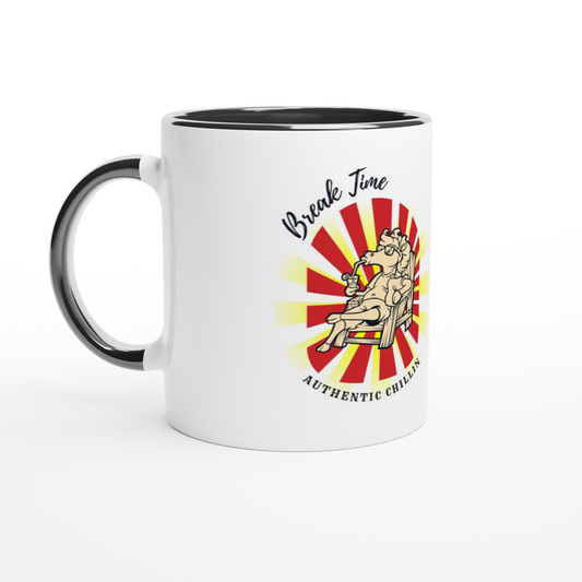 Hand Drawn Horse - 11oz Ceramic Mug with Color - Design: "Break Time"
