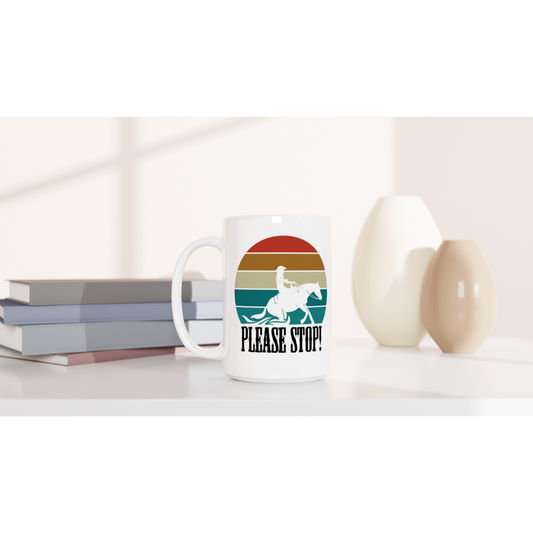 Hand Drawn Horse || 15oz Ceramic Mug - Design: "Stop"; Static Design; Personalizable Text