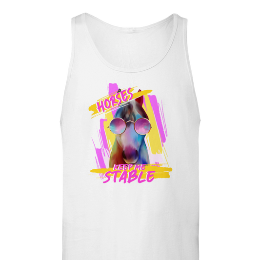 Hand Drawn Horse || Unisex Tank Top - Design: "STABLE"; Static Design; Personalizable Back Text