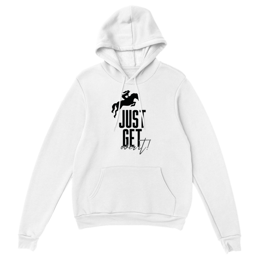 Hand Drawn Horse || Unisex Pullover Hoodie - Design: "Get Over It"; Static Design; Personalizable Back Text