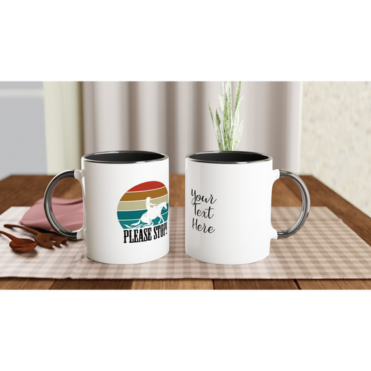 Hand Drawn Horse || 11 oz. Ceramic Mug with Color - Design: "Stop!"; Static Design; Personalizable Text